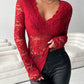 V-Neck Long Sleeve Lace Top - Jatanele