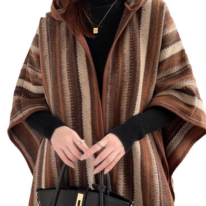 Ethnic-Style Hooded Shawl Cape – Versatile & Cozy - Jatanele