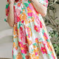Button Down Floral Puff Sleeve Babydoll Dress - Jatanele
