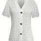 Openwork Notched Short Sleeve Top - Jatanele