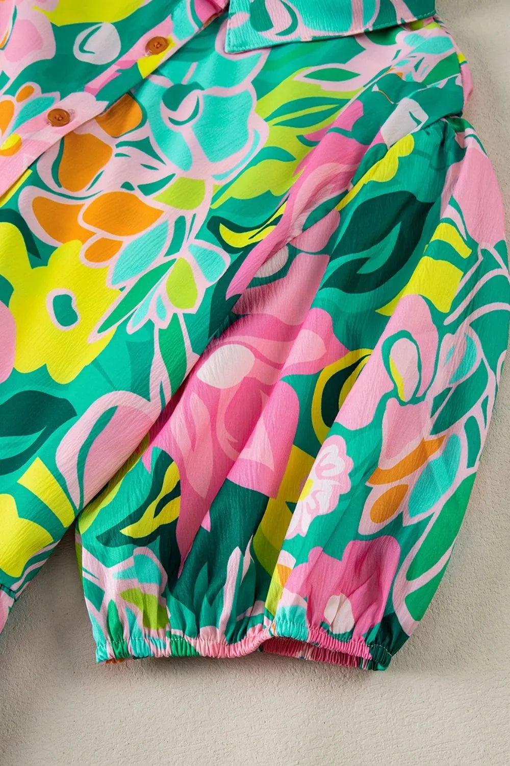 Button Down Floral Puff Sleeve Babydoll Dress - Jatanele