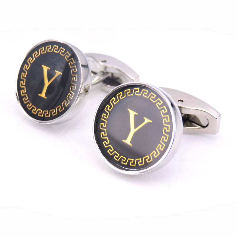 Customizable Round Letter French Cufflinks - Personalized Initial Design - Jatanele