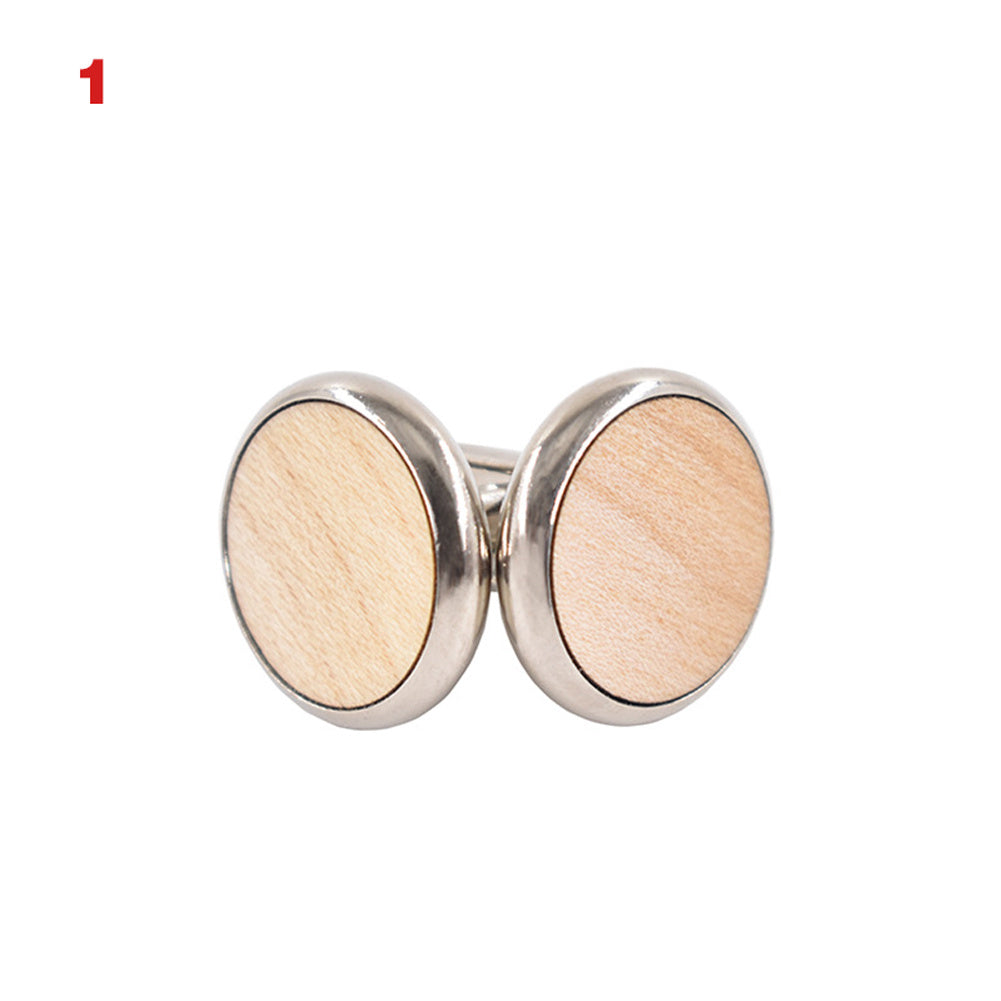 Round Cufflinks Solid Wood American Black Walnut - Classic Design - Jatanele