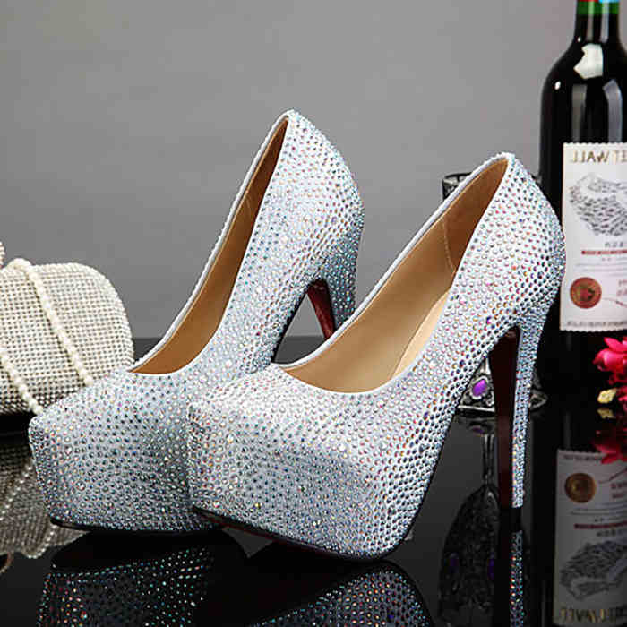 Crystal-Embellished Super High Heels 14cm - Jatanele