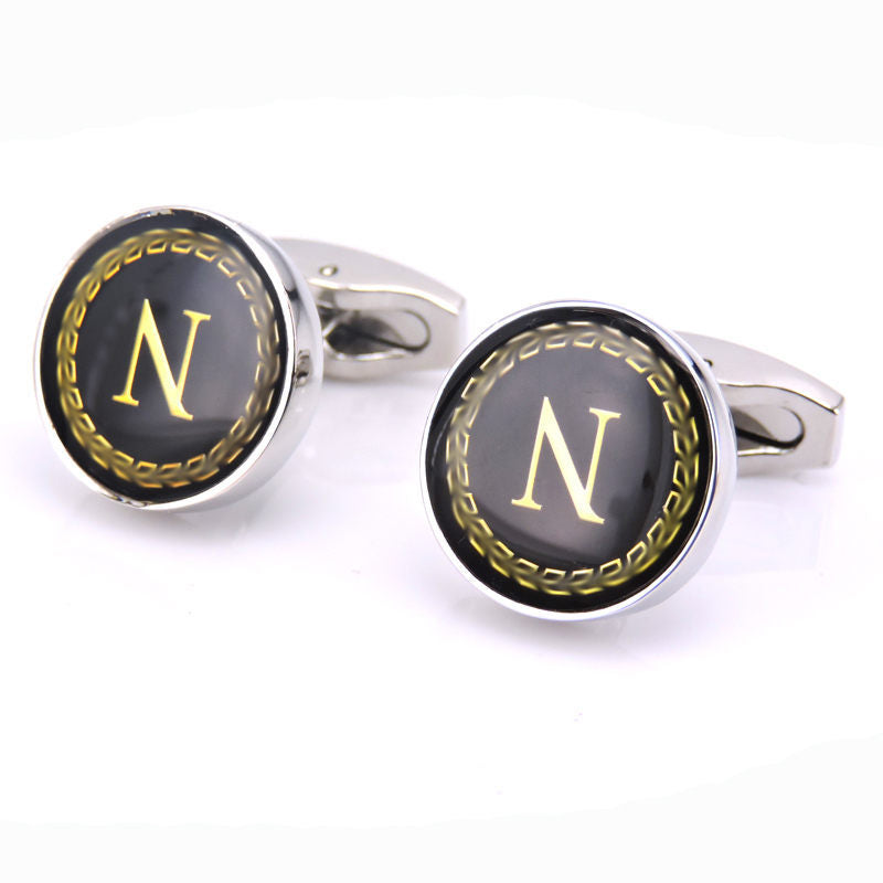 Customizable Round Letter French Cufflinks - Personalized Initial Design - Jatanele