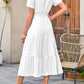 Tiered Notched Short Sleeve Dress - Jatanele
