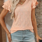 Eyelet V-Neck Ruffled Cap Sleeve Top - Jatanele