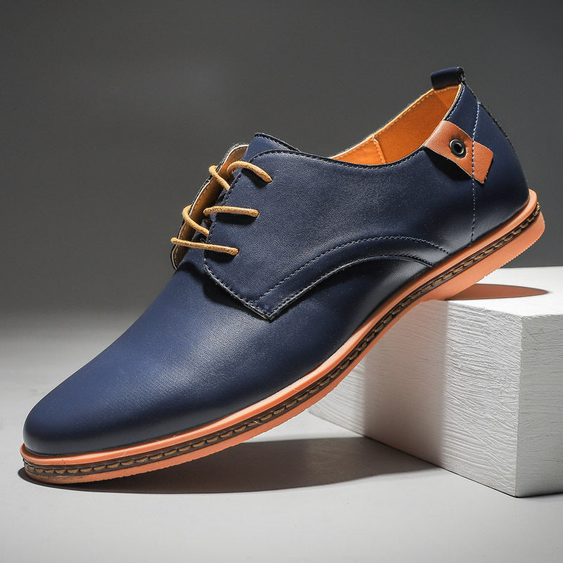 Men's Casual Business Shoes Leather Surface Lace-Up Design - Jatanele