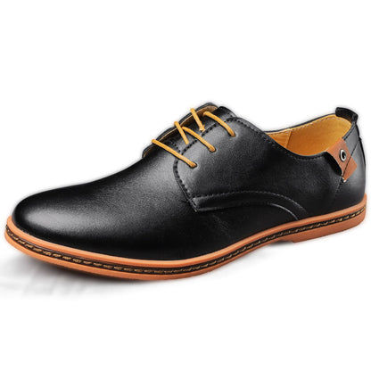 Men's Casual Business Shoes Leather Surface Lace-Up Design - Jatanele