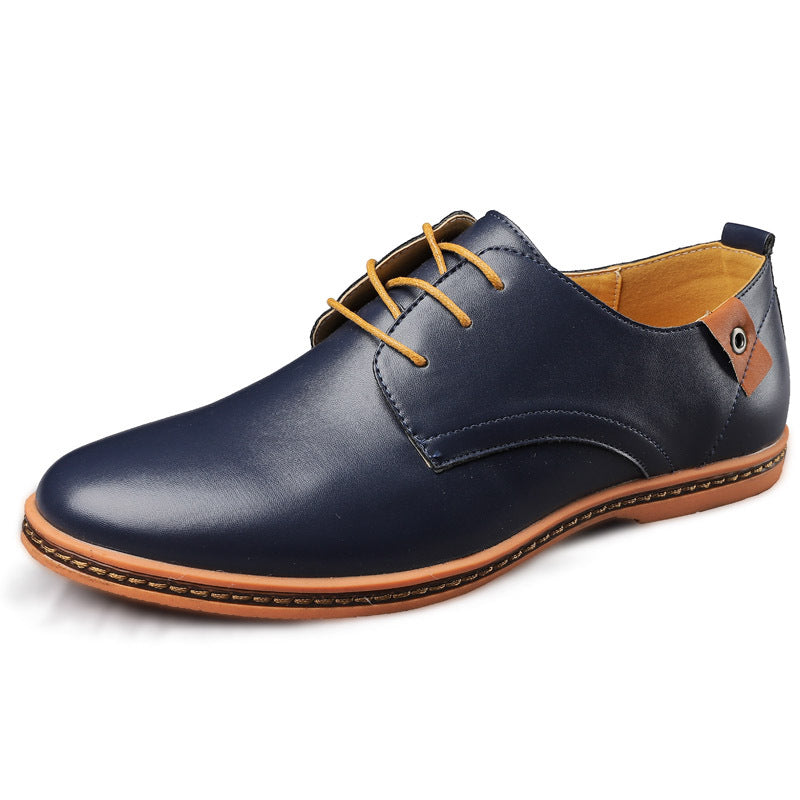 Men's Casual Business Shoes Leather Surface Lace-Up Design - Jatanele