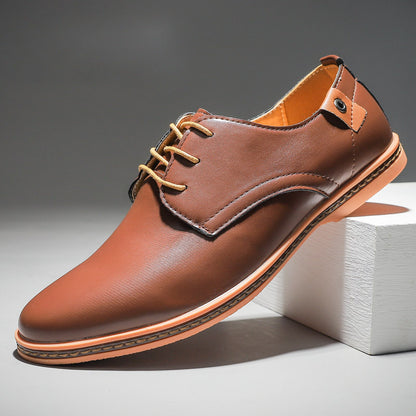 Men's Casual Business Shoes Leather Surface Lace-Up Design - Jatanele