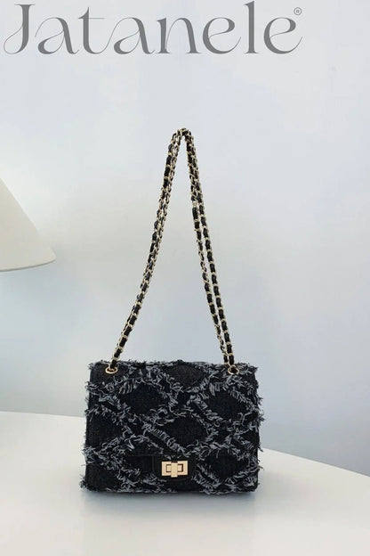 Raw Edge Chic Denim Crossbody Bag Trendsi