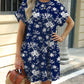 Printed Round Neck Short Sleeve Mini Dress - Jatanele