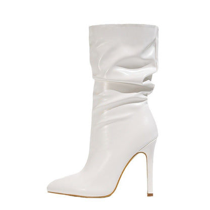 Skinny Stretch Stiletto Heel Pile Style Boots - Jatanele