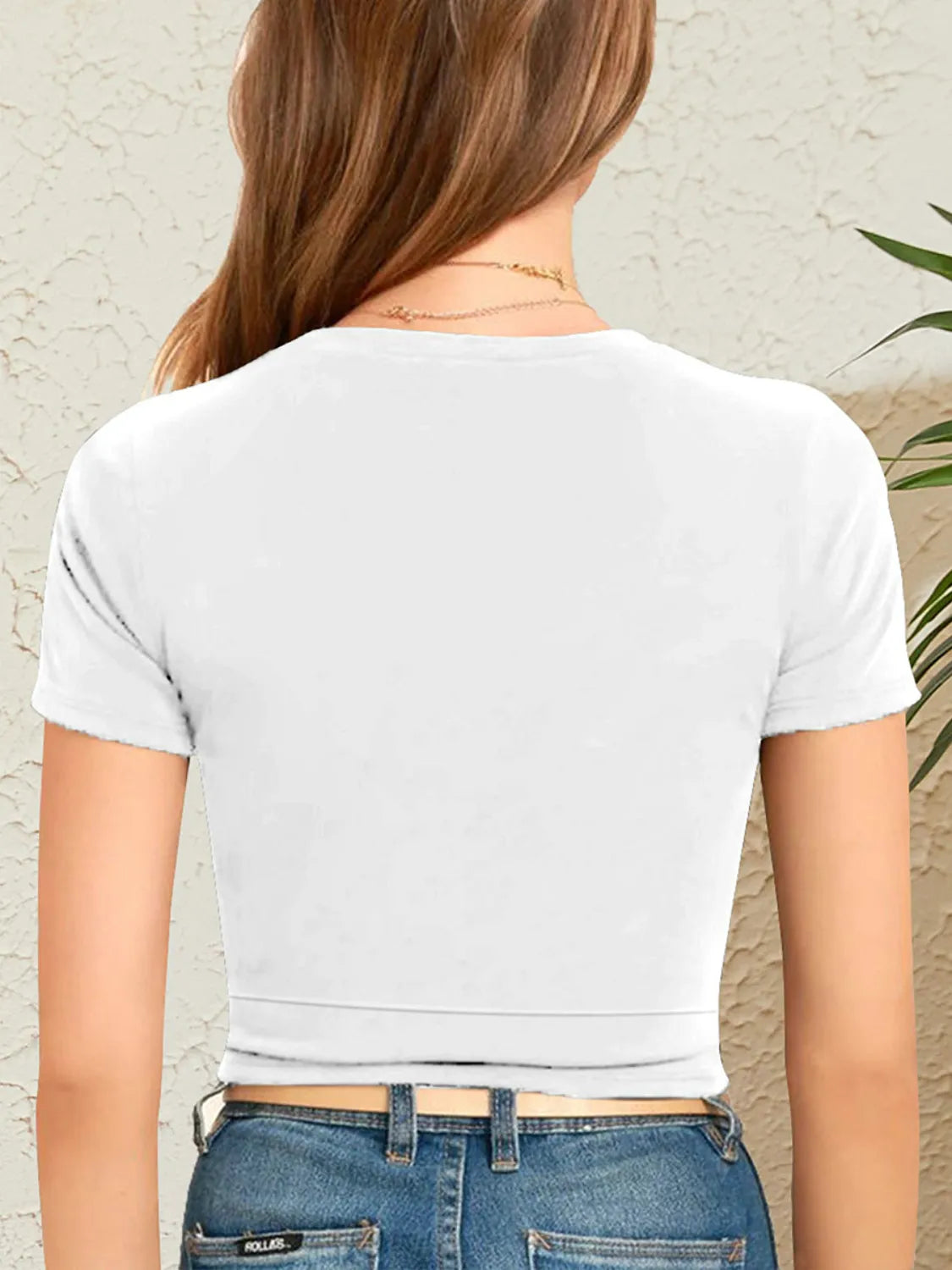 Round Neck Short Sleeve Crop T-Shirt - Jatanele