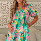 Button Down Floral Puff Sleeve Babydoll Dress - Jatanele