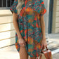 Printed Round Neck Short Sleeve Mini Dress - Jatanele