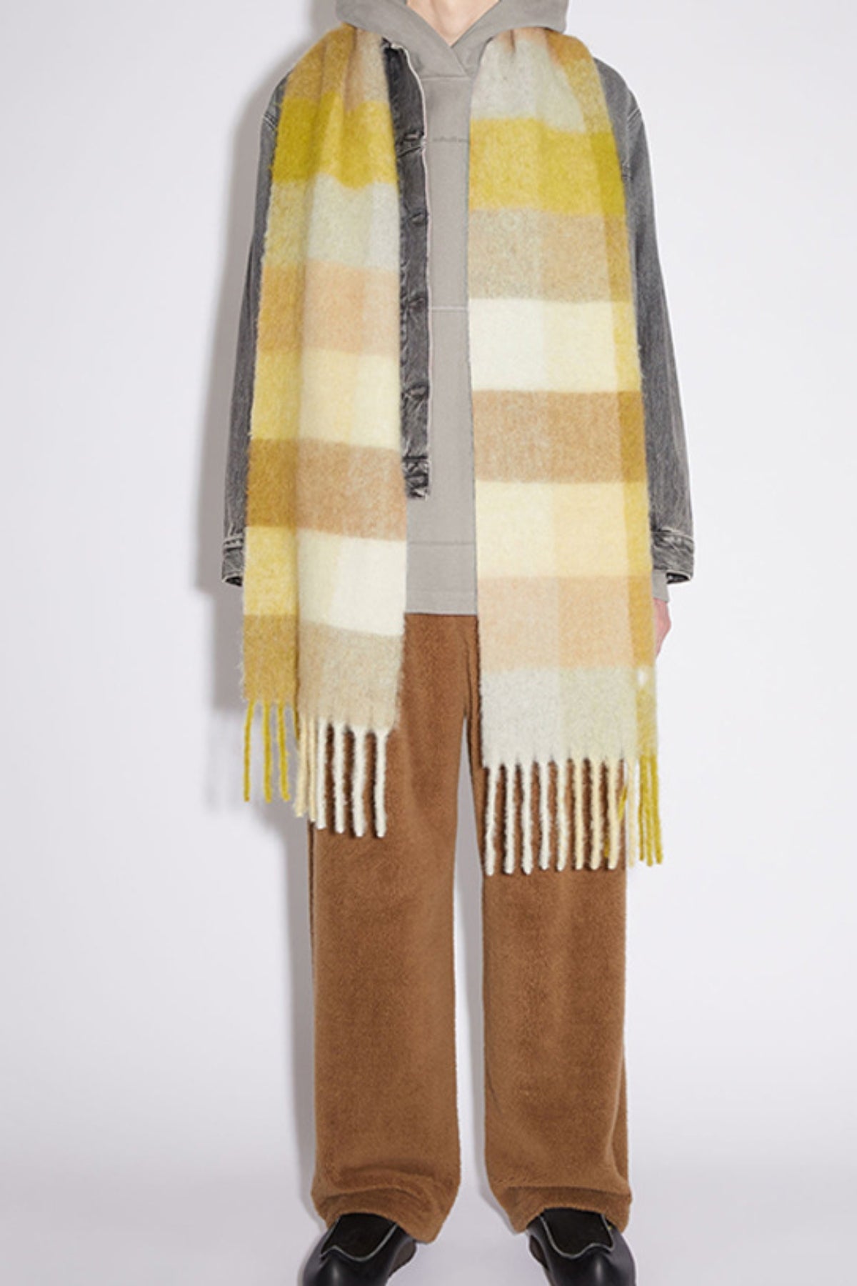 Cozy Chic Plaid Fringe Scarf Trendsi