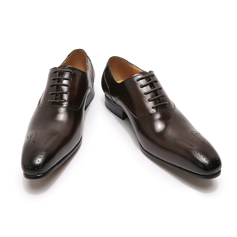 Business Leather Leather Lace Up Office Official Wedding Shoes - Jatanele