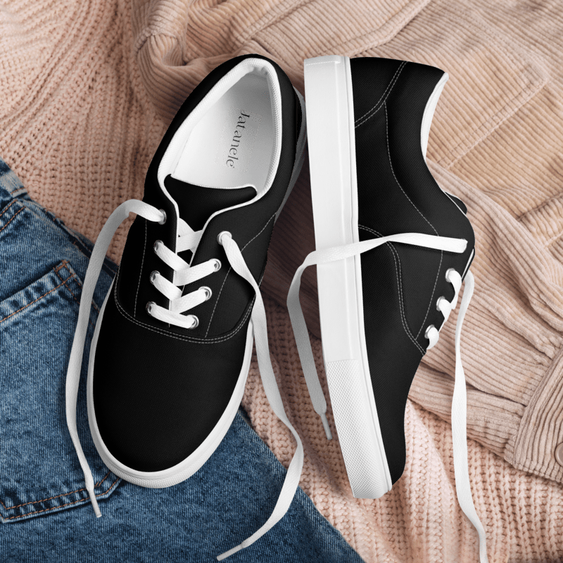 Men’s Black lace-up canvas shoes