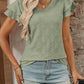 Eyelet V-Neck Ruffled Cap Sleeve Top - Jatanele