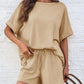 Round Neck Short Sleeve Top and Shorts Set - Jatanele
