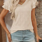 Eyelet V-Neck Ruffled Cap Sleeve Top - Jatanele