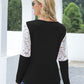 Waffle-Knit Lace Round Neck Long Sleeve T-Shirt - Jatanele