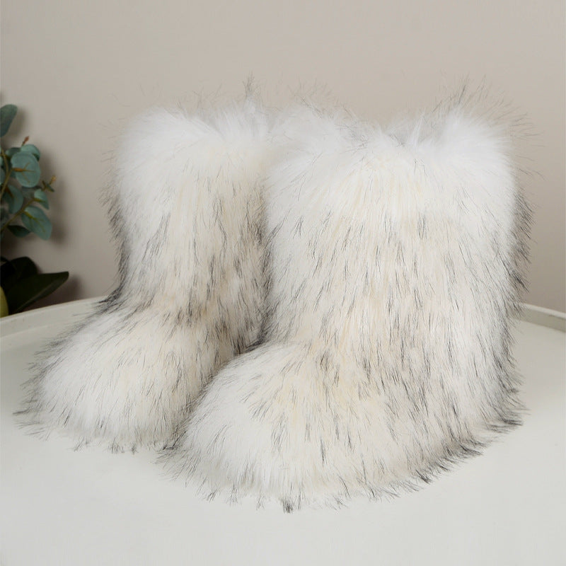 Flat Heel High-top Warm Mid-calf Snow Boots - Jatanele