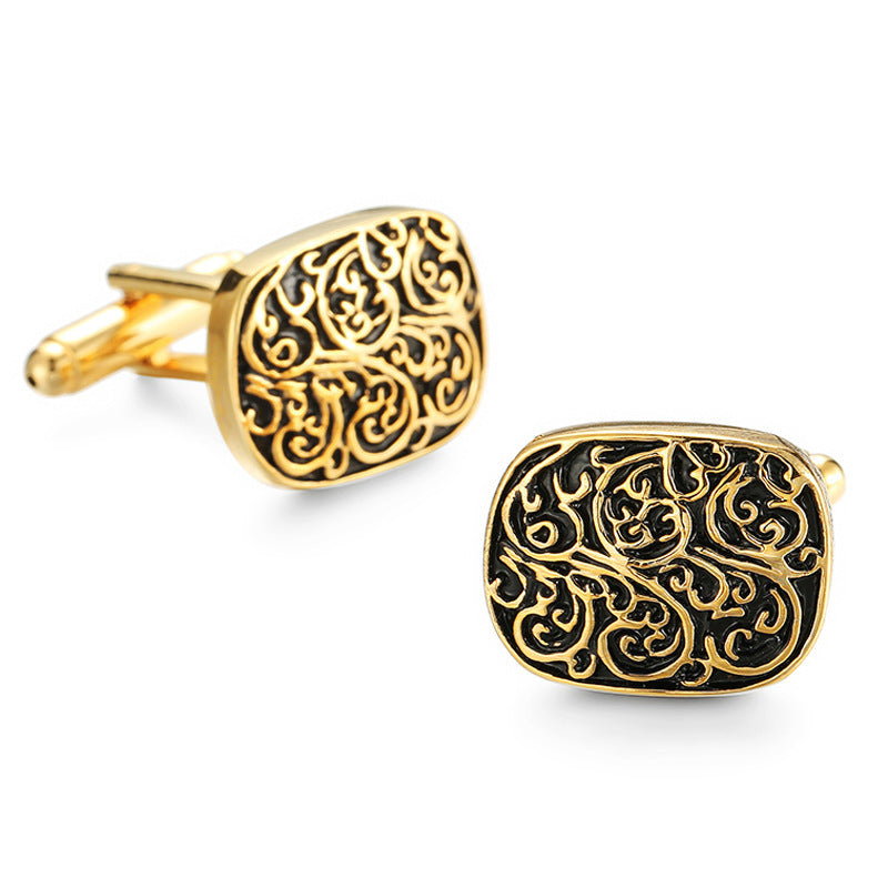 French Shirt Cufflinks Copper Material Gold - Jatanele