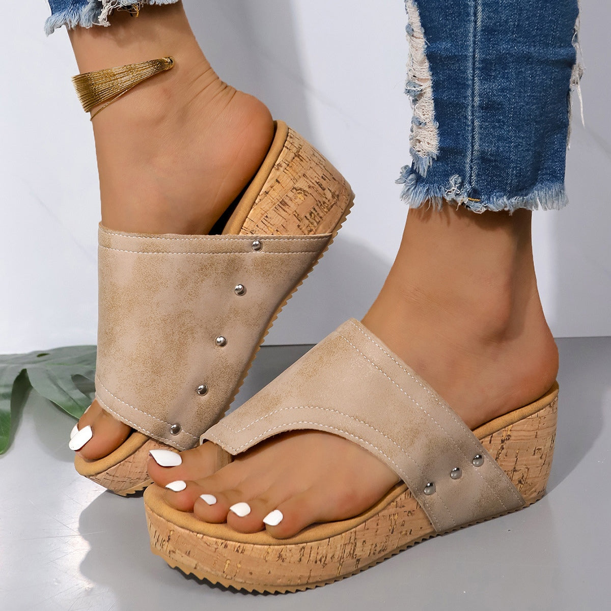 Serena PU Leather Wedges Trendsi