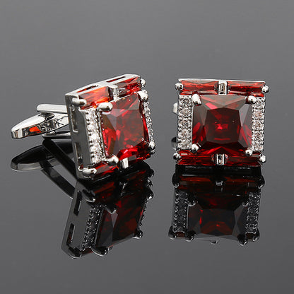 Square Diamond Men’s Zircon Crystal Cufflinks - Jatanele