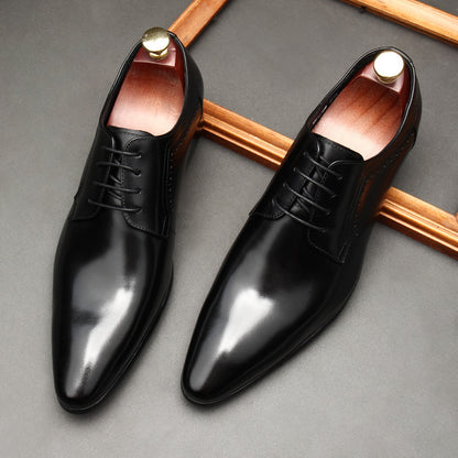 Men's Classic Formal Leather Lace-Up Shoes – Sophisticated and Durable Office & Event Wear - Jatanele