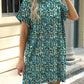Printed Round Neck Short Sleeve Mini Dress - Jatanele