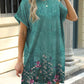 Printed Round Neck Short Sleeve Mini Dress - Jatanele
