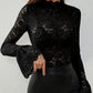Mock Neck Long Sleeve Lace Top - Jatanele