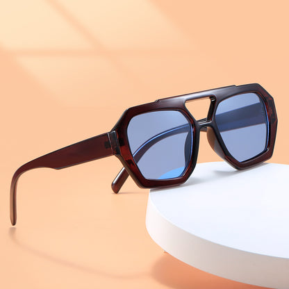 Men And Women Retro Personality Square Double Beam Sunglasses - Jatanele