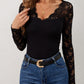 Lace Wavy Hem V-Neck Long Sleeve Top - Jatanele