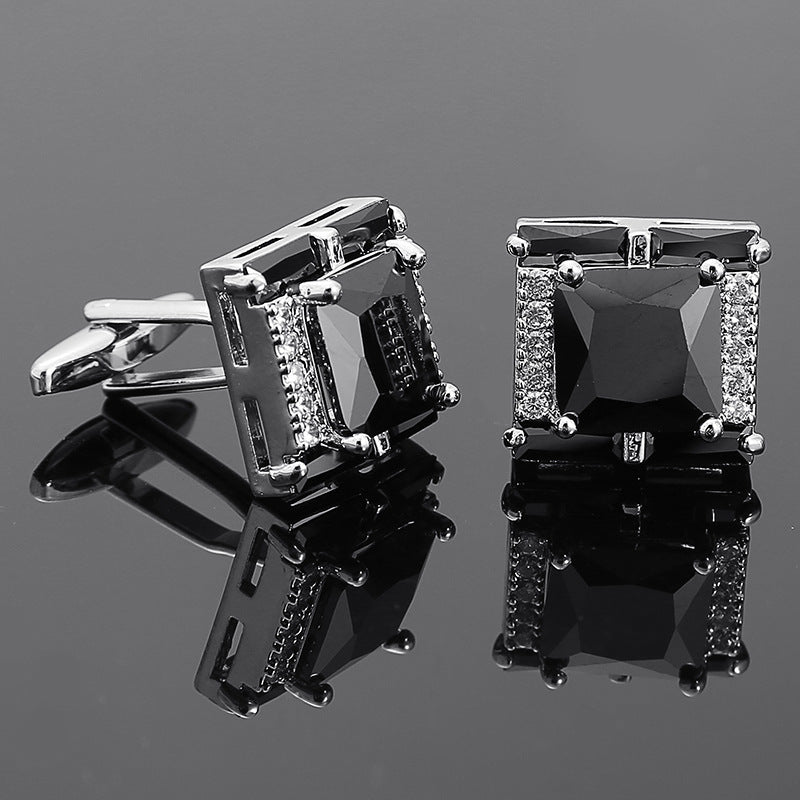 Square Diamond Men’s Zircon Crystal Cufflinks - Jatanele