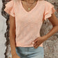 Eyelet V-Neck Ruffled Cap Sleeve Top - Jatanele