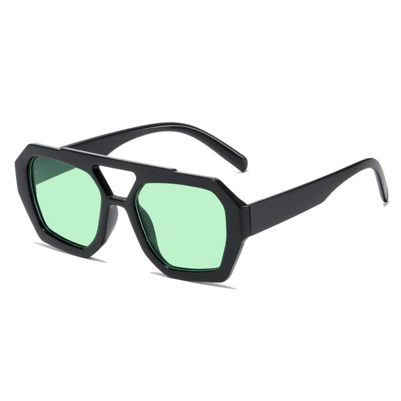 Men And Women Retro Personality Square Double Beam Sunglasses - Jatanele