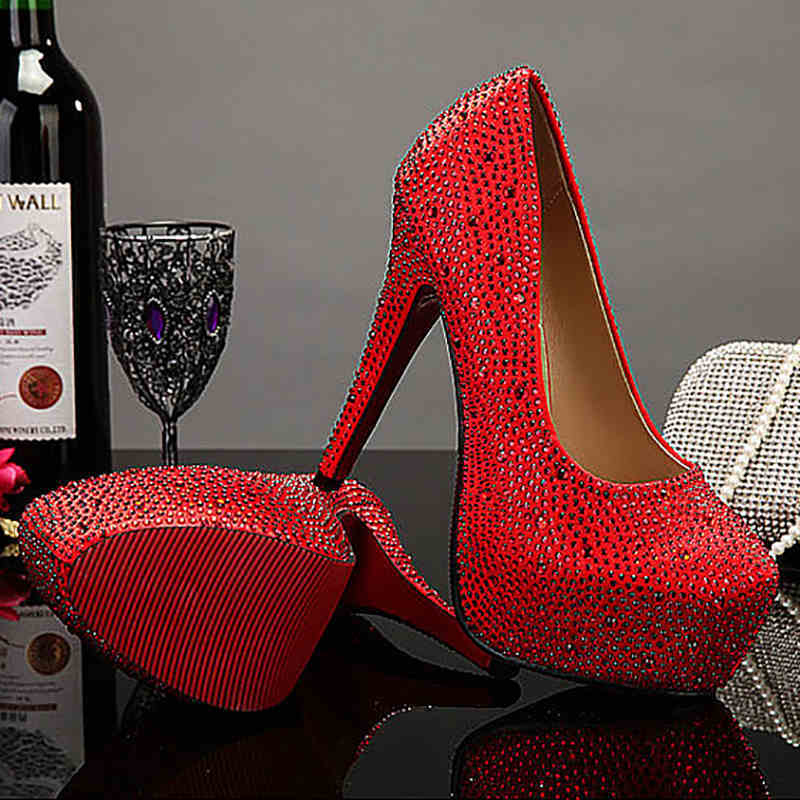 Crystal-Embellished Super High Heels 14cm - Jatanele