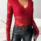 V-Neck Long Sleeve Lace Top - Jatanele