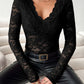 V-Neck Long Sleeve Lace Top - Jatanele