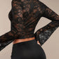 V-Neck Flare Sleeve Lace Top - Jatanele