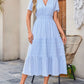 Tiered Notched Short Sleeve Dress - Jatanele
