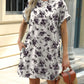 Printed Round Neck Short Sleeve Mini Dress - Jatanele