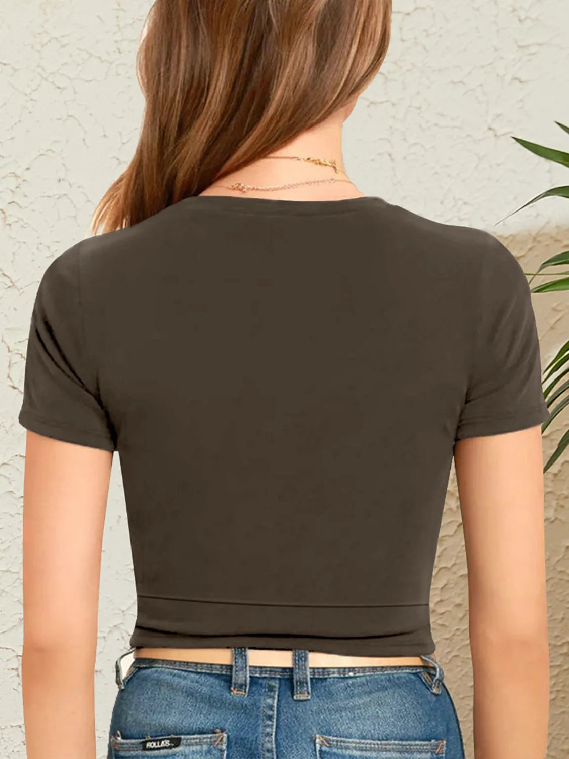 Round Neck Short Sleeve Crop T-Shirt - Jatanele