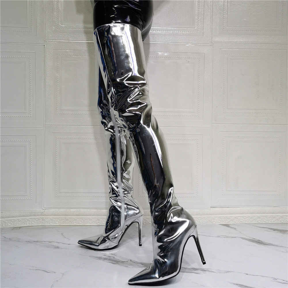 Elegant Patent Leather Knee-High Boots – Women's Fashion Statement - Jatanele