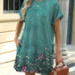 Printed Round Neck Short Sleeve Mini Dress - Jatanele
